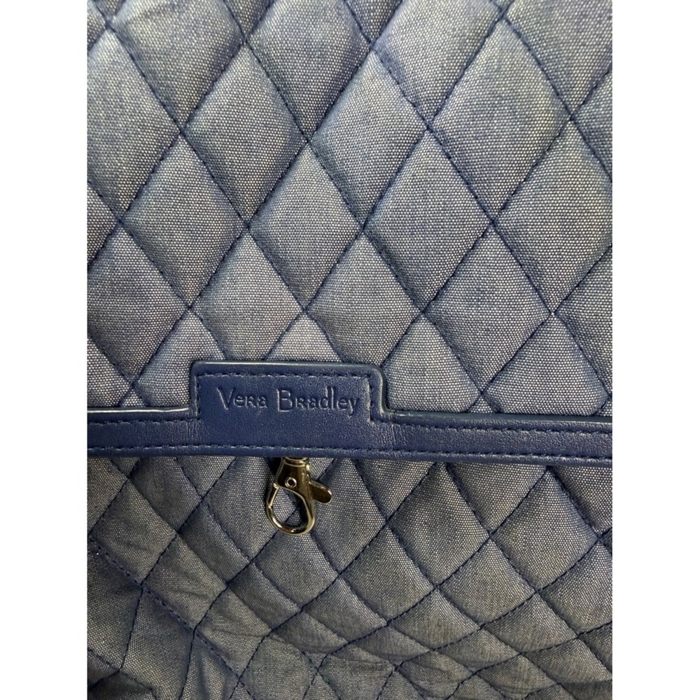 Vera Bradley Quilted Denim-Effect Blue Drawstring Backpack - Picture 2 of 7